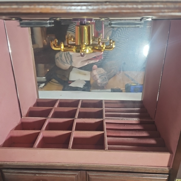 Vintage Jay Imports Music Jewelry Box Etched Glass Doors - Picture 7 of 16